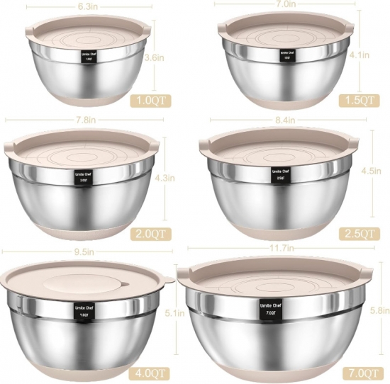 Mixing Bowls with Airtight Lids Set, 26PCS Stainle